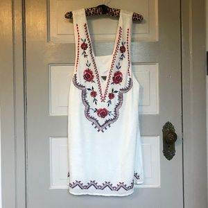 Embroidered Deep V Sundress